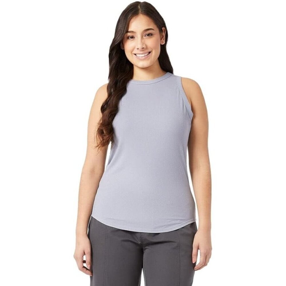NEW 32 Degrees Cool Womens L Ribbed Tank Top Light Gray Polyester Spandex Blend